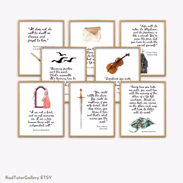 Young Adult Books Quotes, YA Authors Posters, High School Middle School English Classroom Decor, Literature Art, Wall Art, Bookish Gift