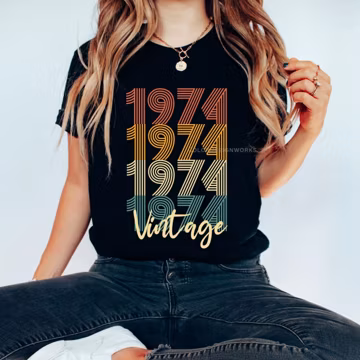 Birthday Shirt, Vintage 1974 Shirt, Classic 50th Birthday Gift For Women, Birthday Shirt For Men, Unisex Plus Sizes, Retro Birthday