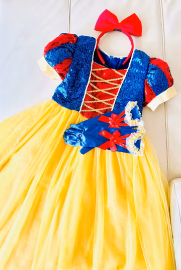 Sequins Kids Snow White Costume Set, Girl Birthday Party Dress, Princess Costume, Snow White Dress up, Toddler Princess Party Clothing Gift