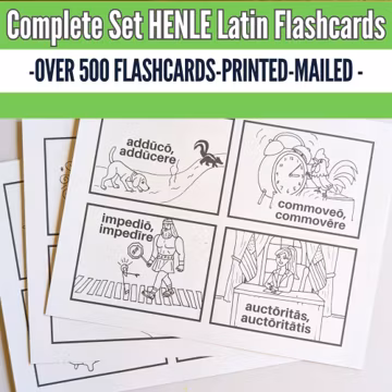 PRINTED Latin Vocabulary Flashcards Complete Set Henle 1 With Pictures In Large Size For Classical Homeschool Help Shipped Colorable