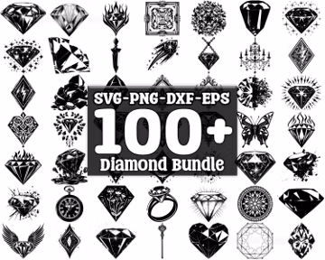 Diamond Bundle SVG Bundle, Set of 100, Instant Digital Download, png, svg, eps, dxf