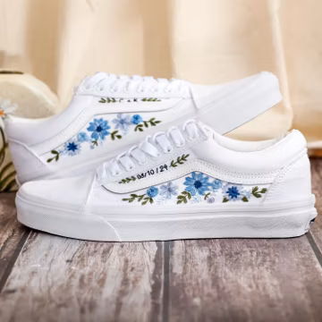 Bridal Embroidered Floral Vans, Custom Wedding Sneakers