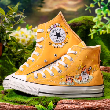 Custom Embroidered Shoes, Dog Embroidered Converse Custom, Pet Embroidered Sneaker, Cugi Embroidery Shoes, Pet Gift, Puppy Embroidered Shoes