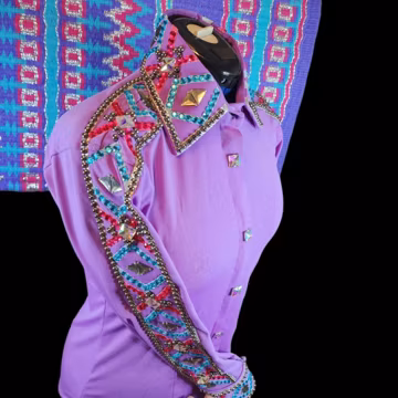 Lavender Western Show Shirt with Turquoise Accents & Matching Pad