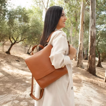 Full Grain Leather Convertible Backpack: Women's Laptop Travel Bag. LEA