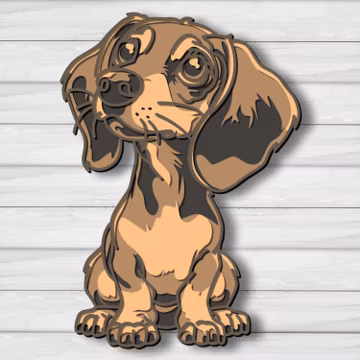 Dachshund Multilayer SVG, Laser Cut File, Paper Cut, CNC, 3D Plywood Design