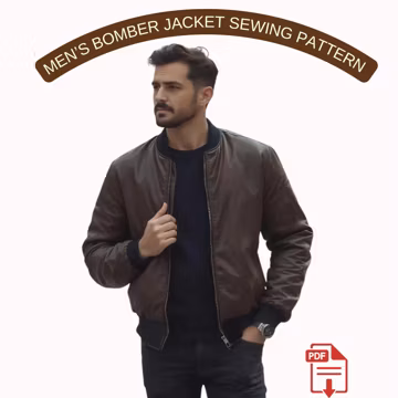 Men’s Bomber Jacket Sewing Pattern, Classic Zip Up Jacket PDF Pattern, Casual Outerwear for Men, Sizes 36–56, A4 A0 US Letter Formats