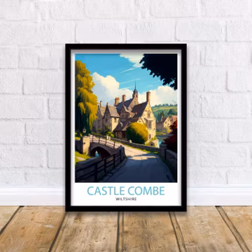 Castle Combe Print | Wiltshire England Travel Poster