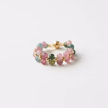 Natural Gemstone Beaded Ring, Healing Crystal, Wired Jewelry, Dainty Amethyst Rose Quartz Agate Accessory