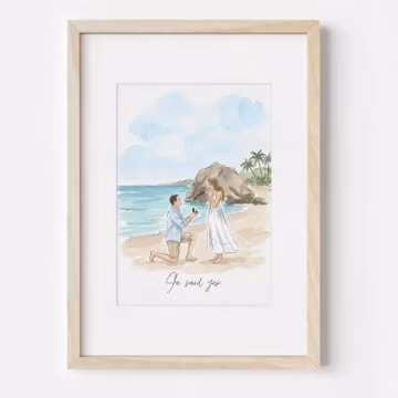 Couple Proposal Portrait, Watercolor Engagement, Custom Couple Portrait, Engagement Watercolor, Gift for Couples, Valentines Day Gift