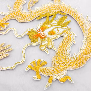 9.5" Large Chinese Dragon Iron On Patch Fire Ball Back Patch King Royal Embroidered Applique Men Clothing Jacket Denim Backpack Decoration