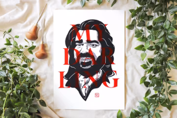 Laszlo Cravensworth MY DARLING lino block print - size A4 - Black and red print on white paper - What We Do In The Shadows