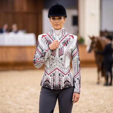 Elegant White and Purple Horsemanship Jacket, ornate Style, Horsemanship , Western Pleasure Show Shirt & Women Rail Jacket.