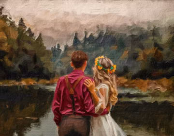custom oil painting portrait From Photo printed canvas, framed wall art wedding gift, bride to be gift, newly engaged gift,pet memorial gift