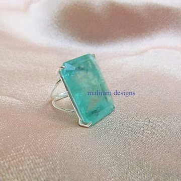 Solitaire Emerald Ring: Angelina Jolie Inspired 925 Sterling Silver