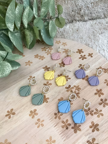 Muted Pastel Pearl Drop Earrings | Spring Clay Dangles | Easter Earrings | Lightweight Polymer Clay | Minimalist Boho Jewelry