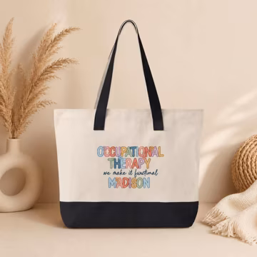 Personalized Occupational Therapy Tote Bag, Custom OT Gift, Canvas Zipper Tote, OT Graduation Gift, Occupational Therapist Bag