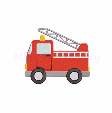 Fire Truck Embroidery Design, Machine Embroidery Design, 4 Sizes, Instant Download