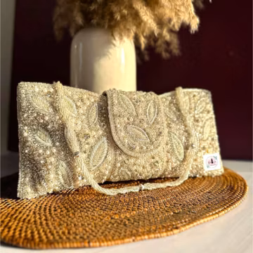 Handmade Zardosi Design Purse Charm Stone Work Purse Gift For Her