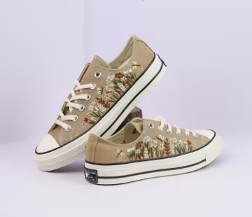 Custom Flower Field Embroidered Converse Low Tops/ Personalized Sneakers