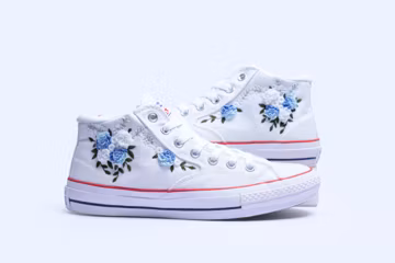 Custom Embroidered Converse Mid: Custom Floral Garden Shoes