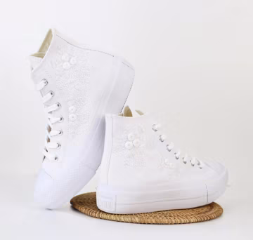 Custom Wedding Converse: Hand-Embroidered Floral Bridal Sneakers