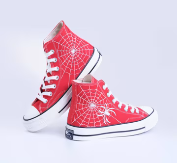 Custom Embroidered Converse Sneakers: Spiderweb Halloween Shoes