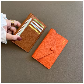 Customizable Leather Initial Envelope Women Wallet, Card Holder - Personalized Monogram Slim Wallet