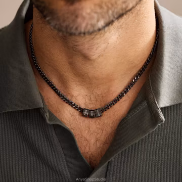 Custom Men Necklace With Names, Personalised Bead Chain Necklace, Dad Necklace from Daughter, Dad Gift, Couple Gifts, Father's Day Gift