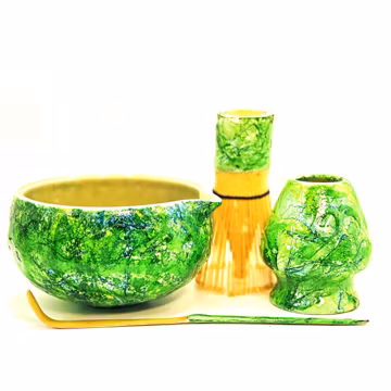 4 Piece Deluxe Marbled Matcha Set