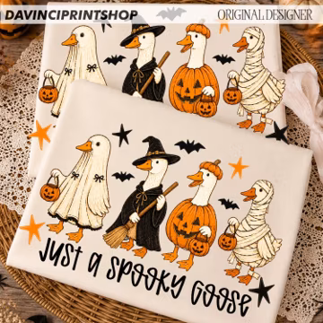 Just A Spooky Goose PNG, Halloween Shirt PNG, Cute Goose Sublimation Design, Ghost Pumpkin Goose Graphic, Fall Farmhouse Clipart, Preppy png