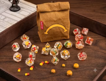 Unhappy Meal Canvas Bag Hamburger Fries Burger Dice Set | D&D Dice | DND