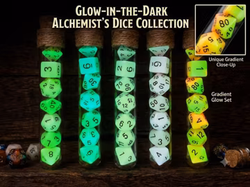 Potion Glass Tube Flask Glow Dice Set | D&D Dice | DND