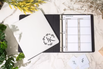 Personalized Vegan Leather Student Planner Binder, Custom Engraved