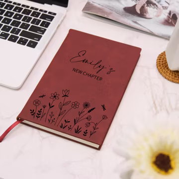 Personalized New Chapter Journal, Custom Name Floral Notebook, Graduation Gift, Retirement Gift for Women, Coworker Farewell