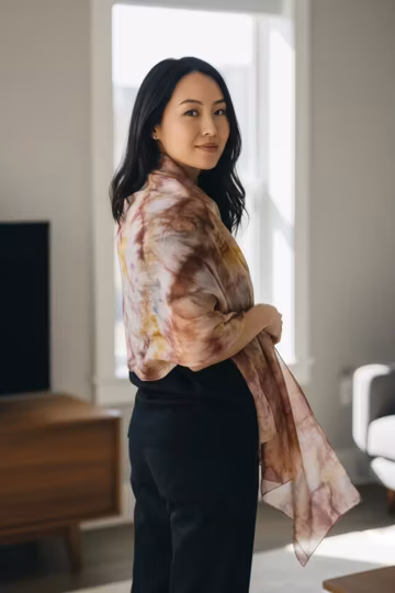 Bronze Rose Shawl: Elegant Silky Scarf