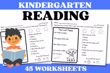 Kindergarten At Home Reading Worksheets | Comprehension Passages | Homeschool Classroom Tutoring | Preschool Reading Blends Worksheets