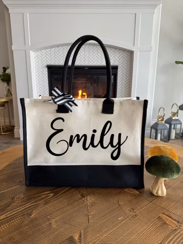 Personalized Tote Bag, Custom Script Name Design, Bridesmaid Gift, Shoulder Tote For Women
