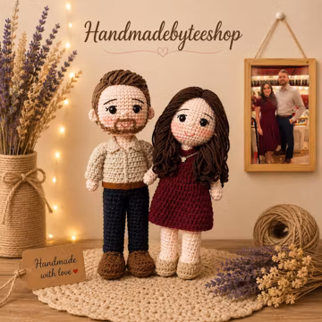 Gift For Wife Anniversary Custom Anniversary Gift For Couple Crochet Doll Husband Birthday Gift Look Alike Doll Handmade Crochet Toys