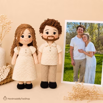 Custom Couple Doll, Custom Crochet Doll, Look Alike Doll, Christmas Gift For Mom Dad, Mother Father Day Gift, Darlings Doll,Anniversary Gift