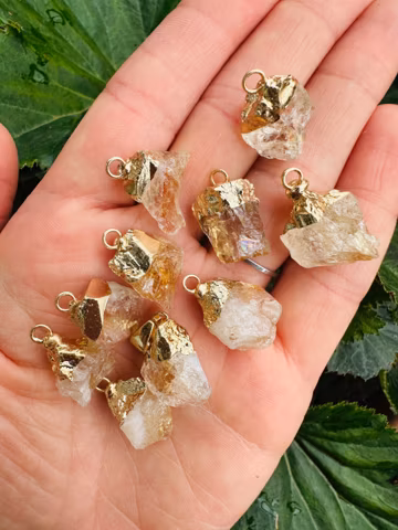 Dainty Natural Raw Brazilian Citrine Crystal Pendant, Minimalist Raw Crystal Pendant, Tiny Raw Citrine Pendant, Birthstone Necklace