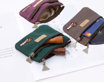 Korean Handmade Mini Wallet | Cat Embroidery, Water-Resistant Coin Purse