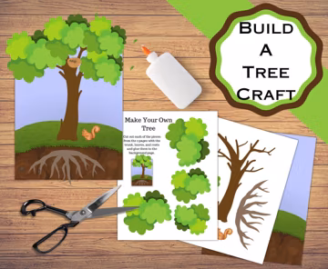 Printable Build a tree pages. Learn the parts to a tree as you put one together, cut and paste tree craft
