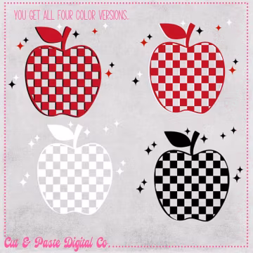 Checkerboard Apple Teacher Design: School Digital PNG Download - Personalize