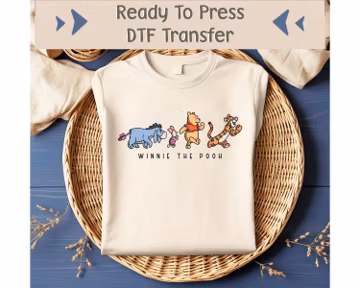 Vintage Winnie The Pooh DTF Transfer, Winnie Pooh Friends Heat Transfer, Pooh Direct To Film, Disney DTF Transfer, Retro Pooh Image Transfer
