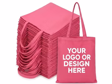 Custom Tote Bags Bulk with Logo | Pink Canvas Totes for Bachelorette Parties, Girls Trips & Hen Party Favors | 14x16 Gabardine, Free Proof