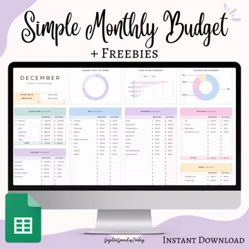 Budget Planner Google Sheet Monthly Budget Spreadsheet Paycheck Budget Template Simple Weekly Financial Planner Beginners Biweekly Budgeting