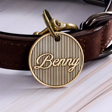 Deep Engraved Dog Tag, Personalized Brass Cat Tag, Custom Pet Name Tag, Small Dog Tag, Large Dog Tag, Cat Collar Tag with Phone Number