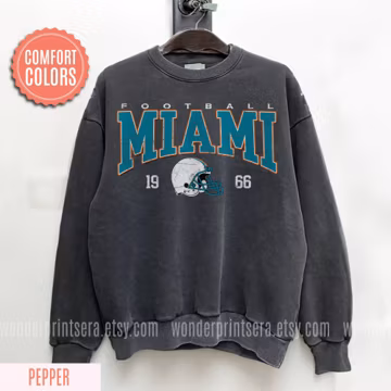 Miami Football Vintage Style Comfort Colors Sweatshirt,Retro Miami Football Crewneck,Miami Football TShirt,Miami Florida Football Gift FND20