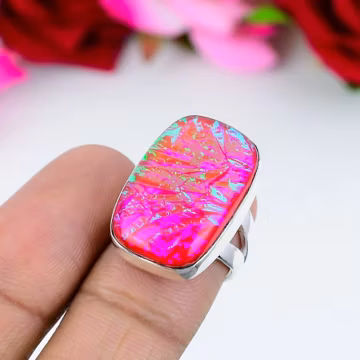 Dazzling Pink Triplet Opal Ring Gemstone 925 Sterling Silver Ring Handmade Ring Pink Triplet Opal Ring Women's For Love Ring Gift For Her